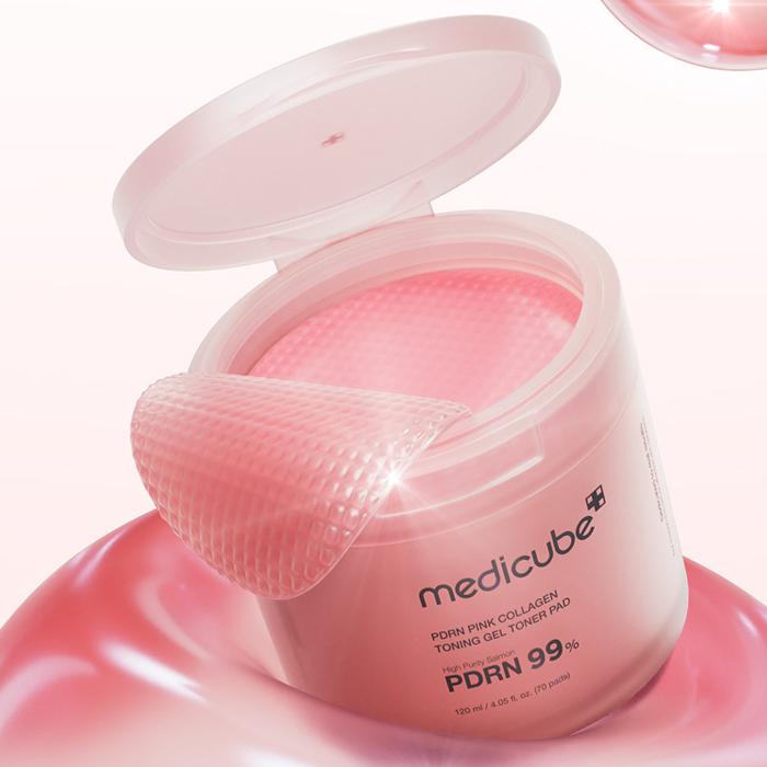 MEDICUBE PDRN PINK COLLAGEN TONING GEL TONER PAD 70EA